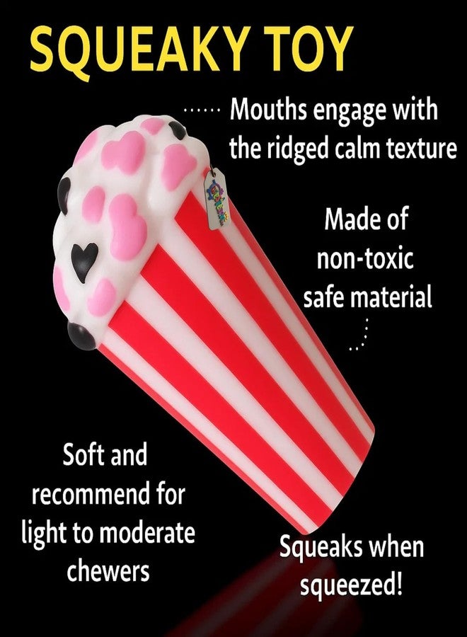 Western Era Ice Cream Cup Squeaky Toy for Dogs | Cute Popcorn Style Dog Chew Toy with Squeaker | Soft Rubber Fun for Puppies & Small Breeds | Red-White Cup Design | Chew Dog Toy for Playtime - Image 5
